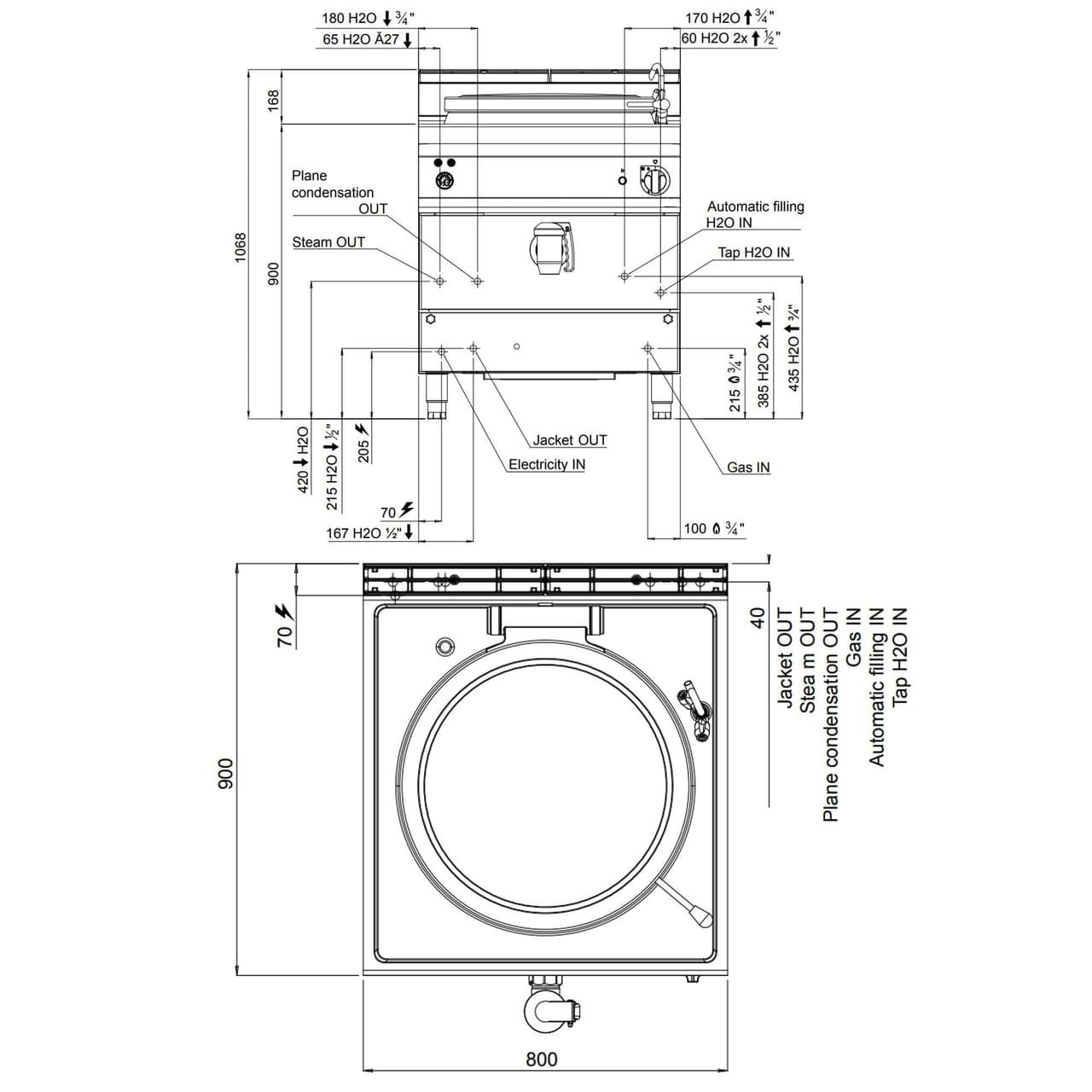 Gas Kochkessel - 150 Liter - 20,9 kW - Indirekte Beheizung