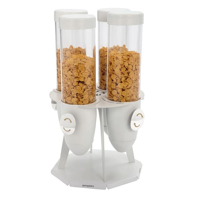 Muesli & cornflakes dispenser - quadruple - rotating - Ø 120mm - white - revolving dispenser