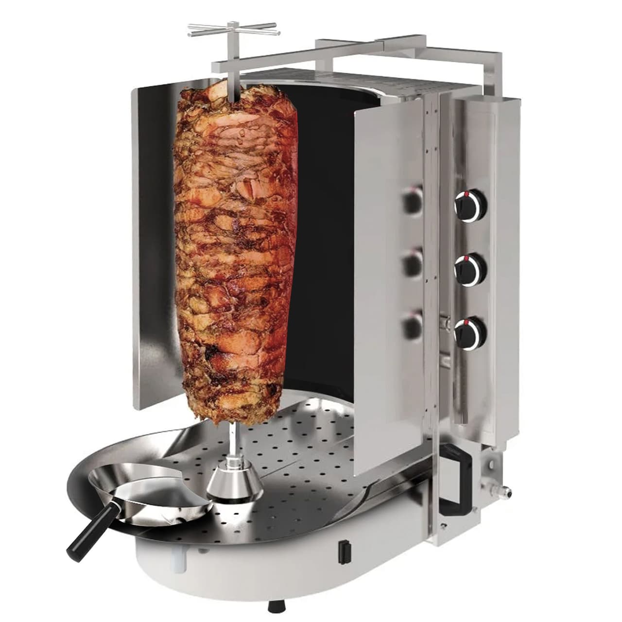 Plynový Gyros / Kebab gril -  s Robax®  sklem - 6 hořáků - max. 60 kg