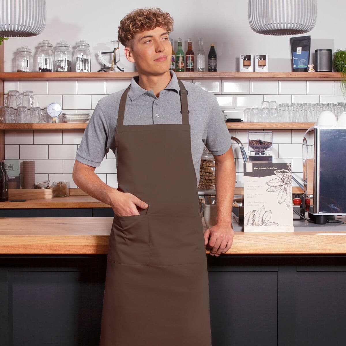 Karlowsky - Bib Apron with Pocket Basic - Light Brown