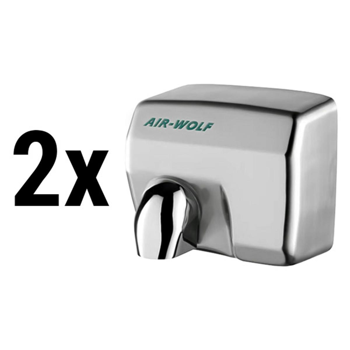 (2 pieces) AIR-WOLF | Hand dryer with infrared sensor - stainless steel