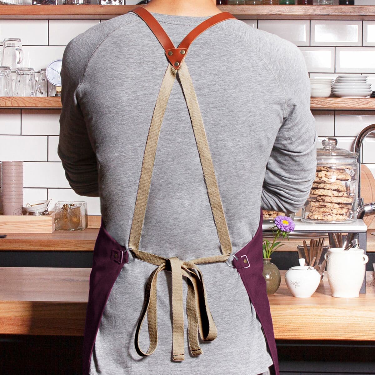 (6 pieces) Karlowsky - Bib Apron Green-Generation - Eggplant