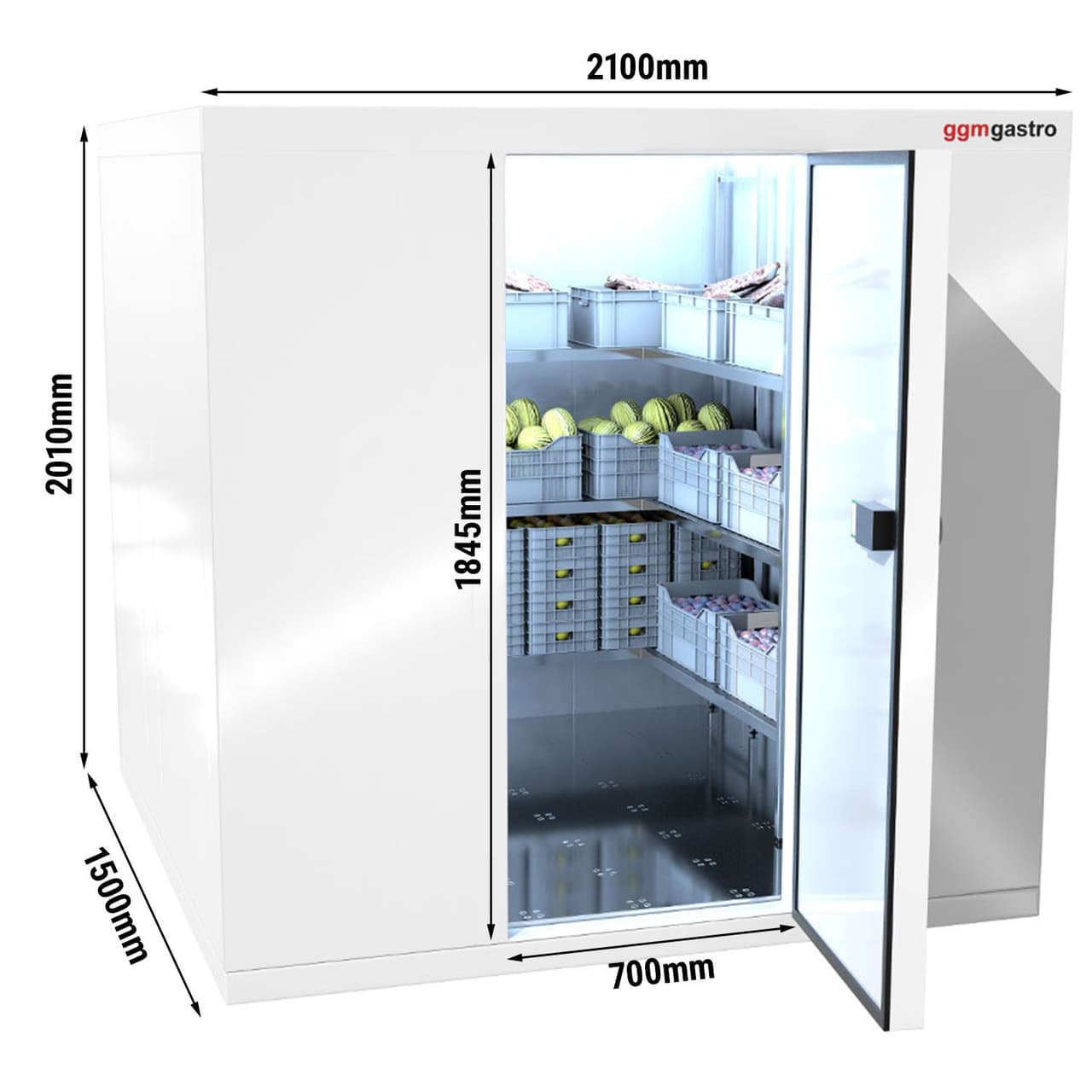 Chladicí box - 2,1 x 1,5 m - výška: 2,01 m - 4,8 m³