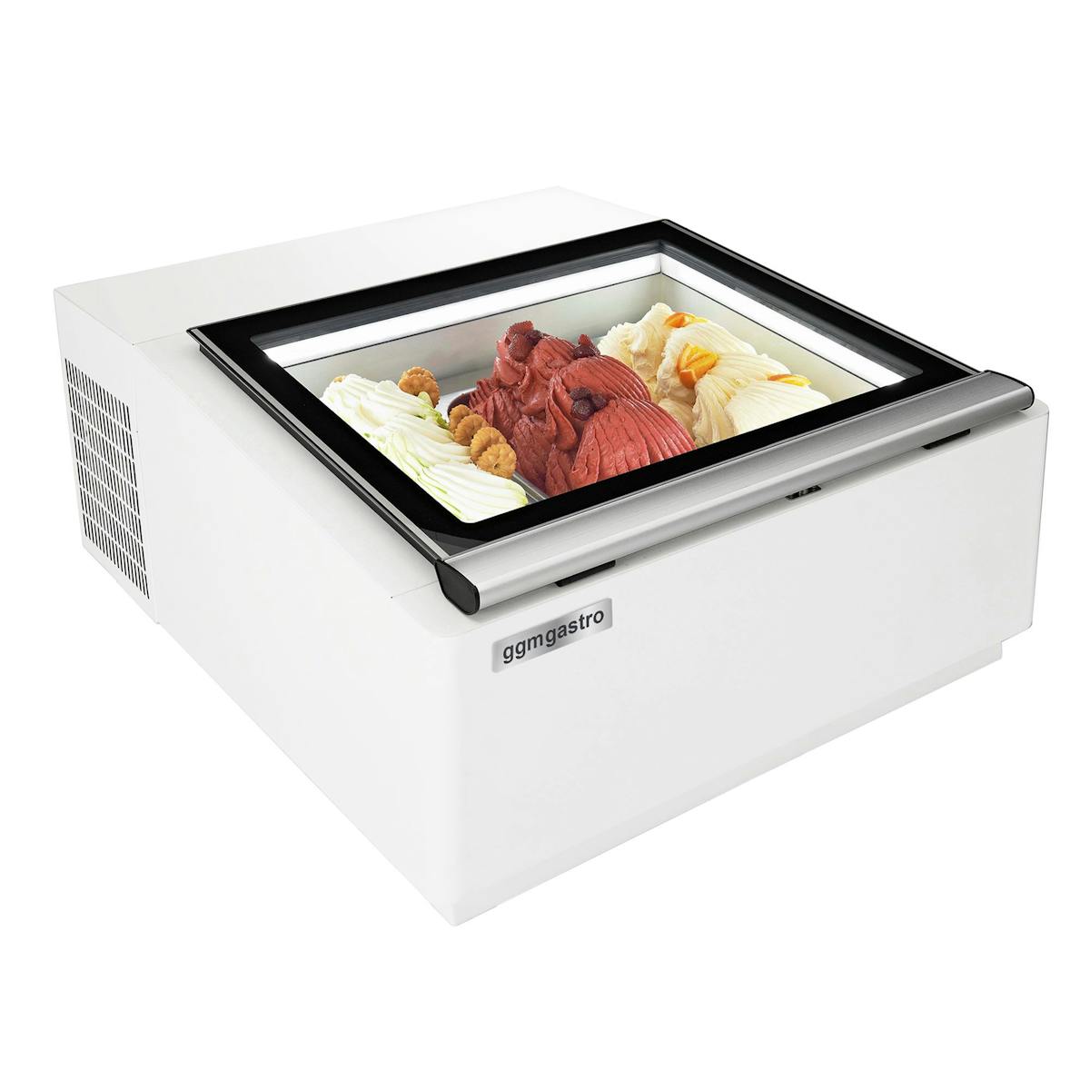 Tabletop ice cream display case - 670mm - Static - for 3x 5 litre ice cream containers - Lid opening to service side