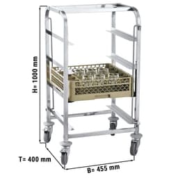 Nerezový vozík na nádobí - pro 4 košíky 