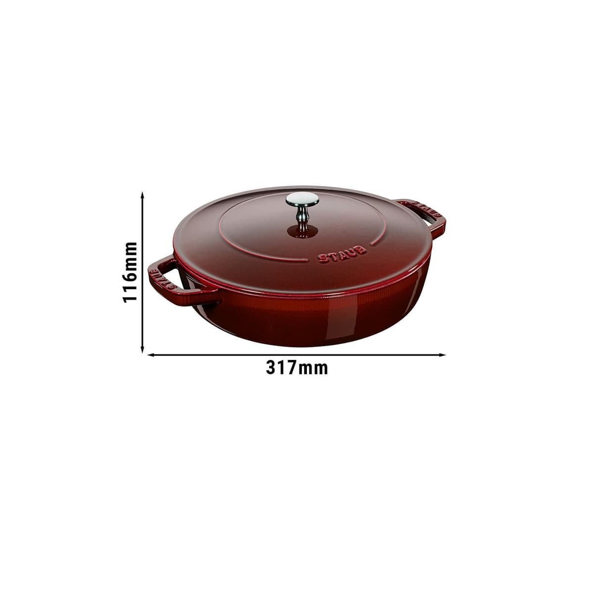 STAUB | BRAISERS - Pečicí hrnec s kapkovitou strukturou Chistera - 240 mm - litina - grenadinově červený