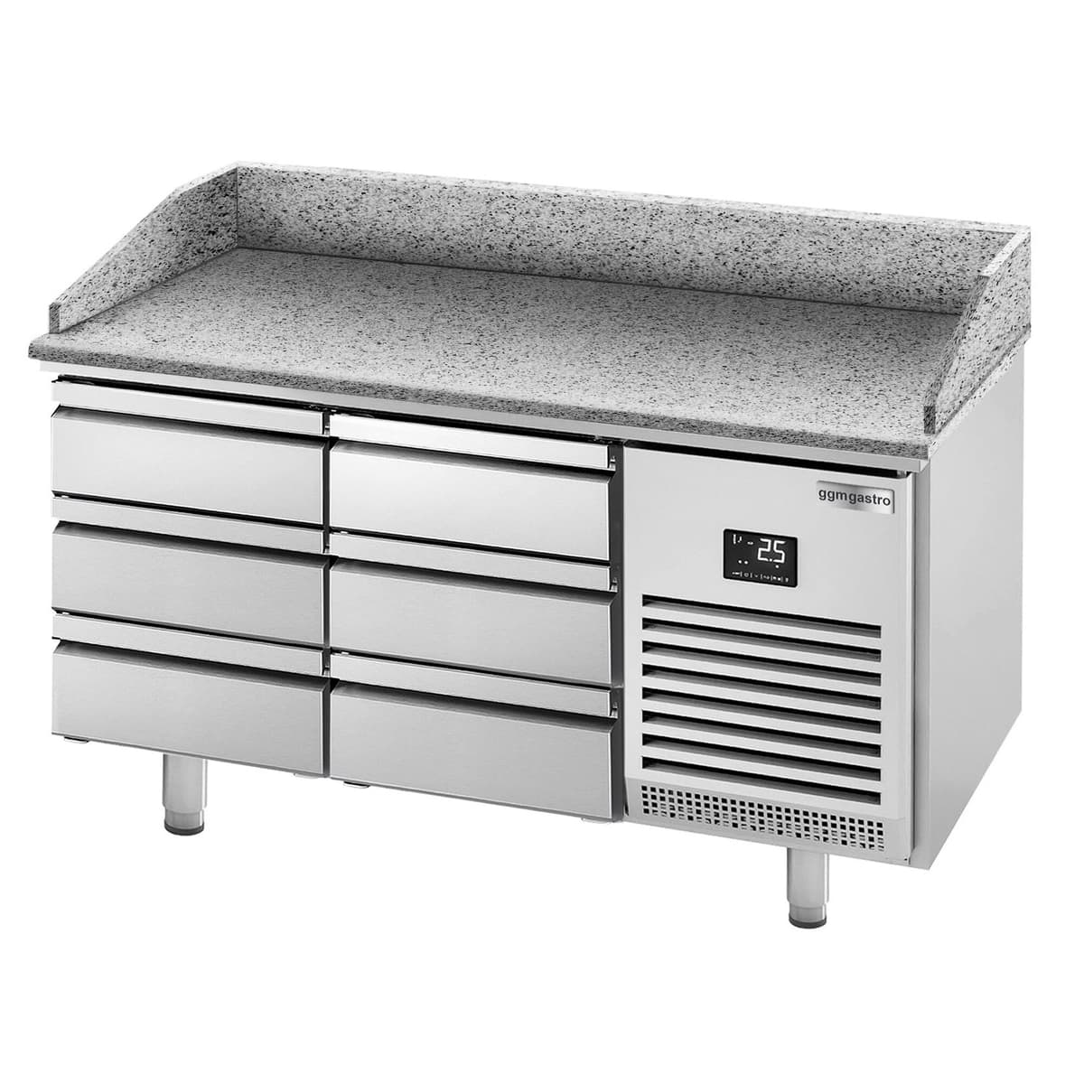 Pizza preparation table Premium PLUS- 1490x700mm- with 6 drawers 