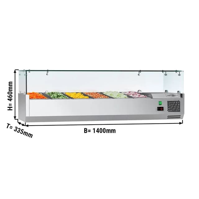 Chladicí vitrína ECO - 1,4 x 0,34 m - pro 6x 1/4 GN-nádob