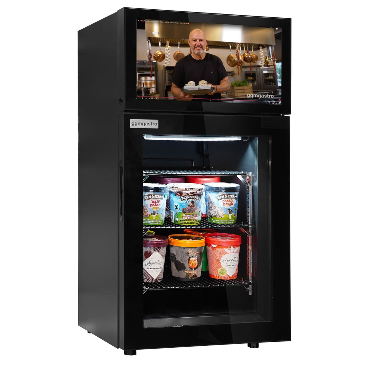 Minibar Freezer - 460mm - 1 Glass Door & Illuminated Advertising Display	