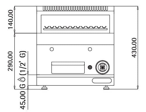 Plynový lávový gril (7 kW) - sklopný grilovací rošt - vč. podstavce s 1 dveřmi