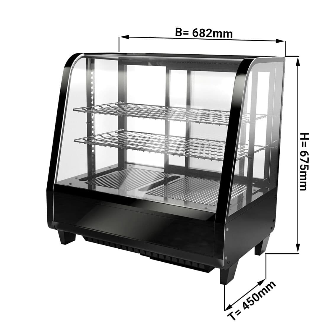 Tisch-Kühlvitrine - 100 Liter - 680mm - rund - mit 2 Ablagen