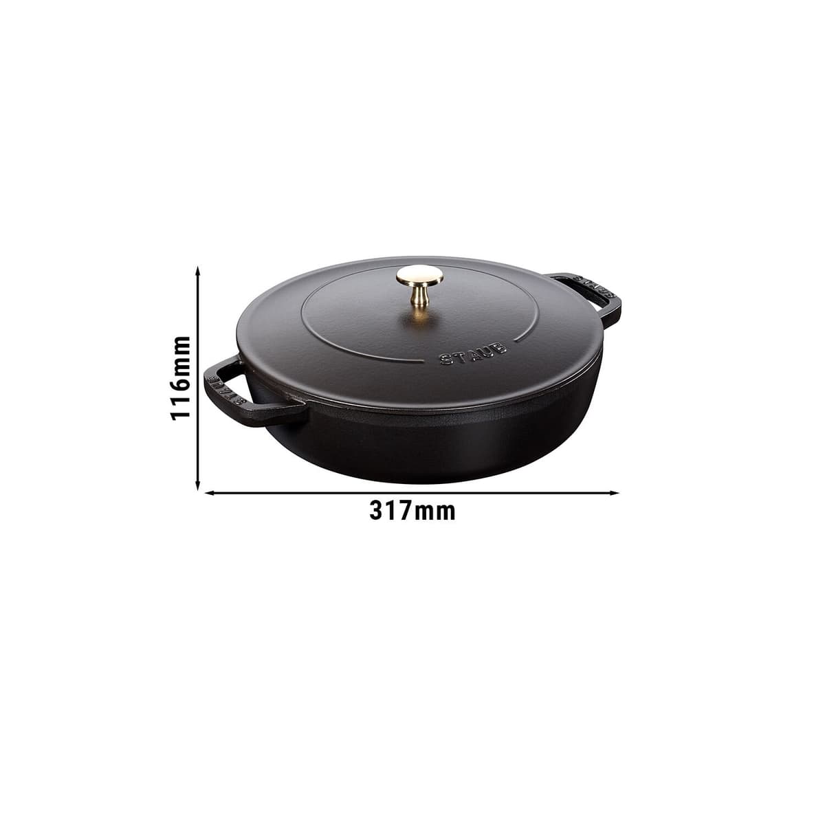 STAUB | BRAISERS - Pečicí hrnec s kapkovitou strukturou Chistera - 240 mm - litina - černý