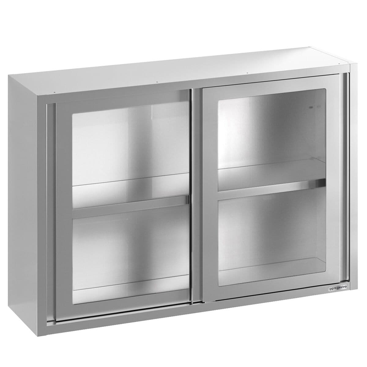 Stainless steel wall cabinet - 2000x400mm - with sliding glass door - 1000mm high