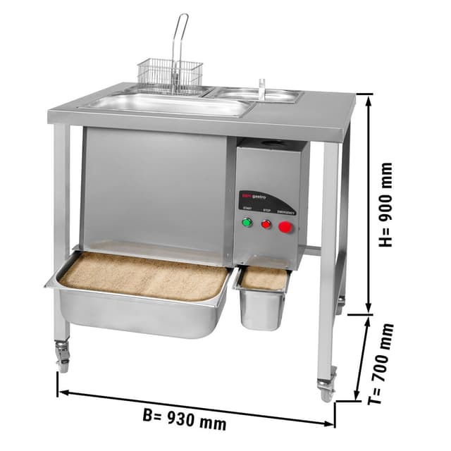 Panierstation für Hähnchen - 930mm - 5 kg/min