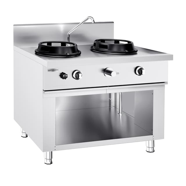 Gas wok cooker - 30 kW - 2 hobs - incl. 1 mini water column