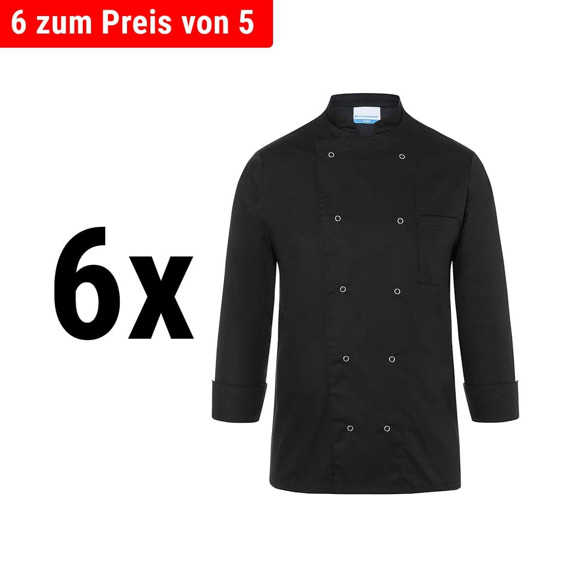 (6 pieces) Karlowsky Cooking Jacket Basic - Black - Size: XL