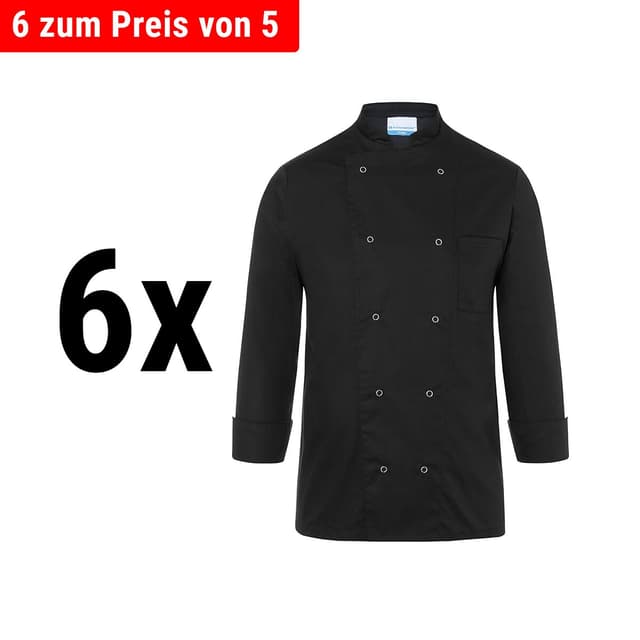 (6 pieces) Karlowsky Cooking Jacket Basic - Black - Size: XS