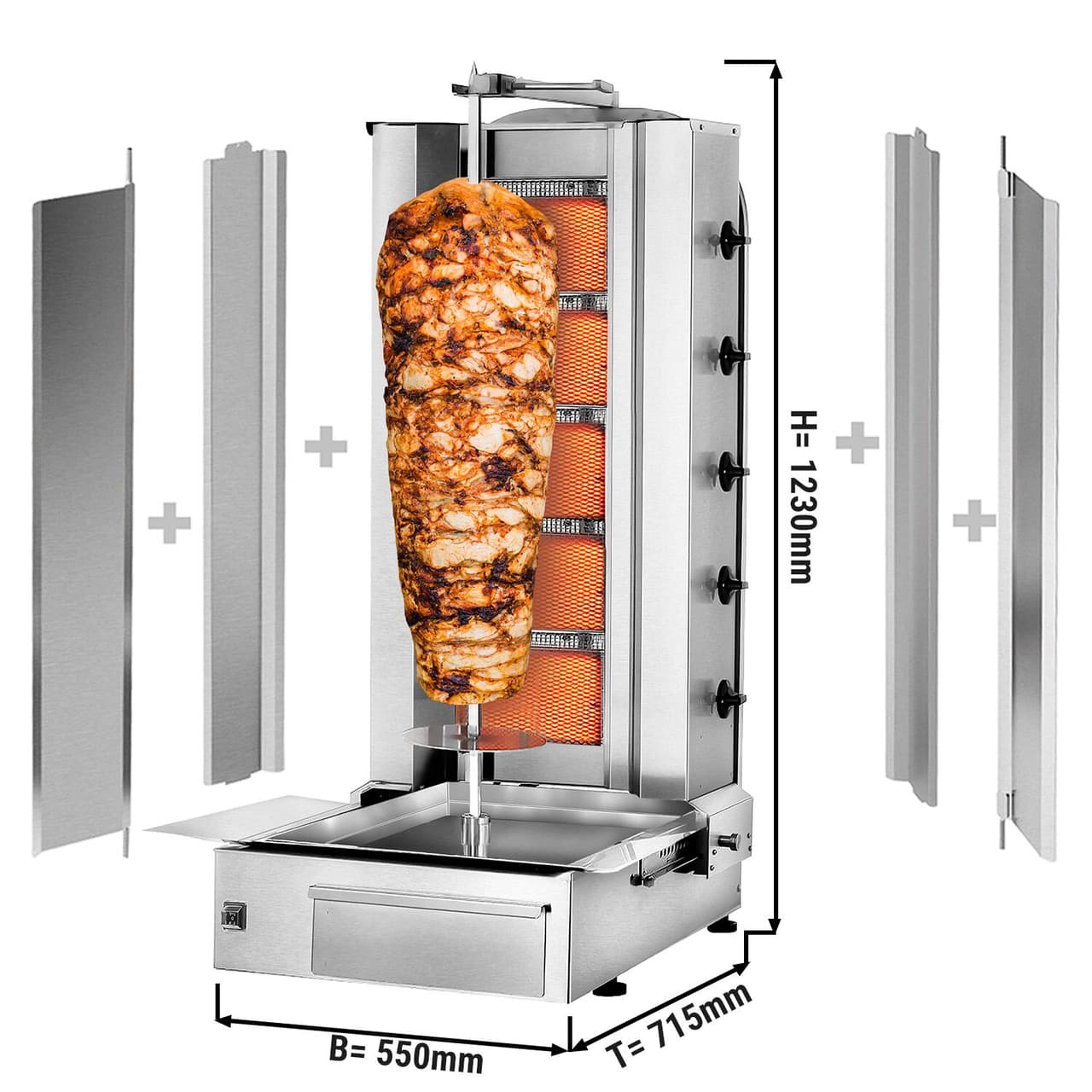 Gril na gyros/kebab - 5 hořáků - max. 80 kg