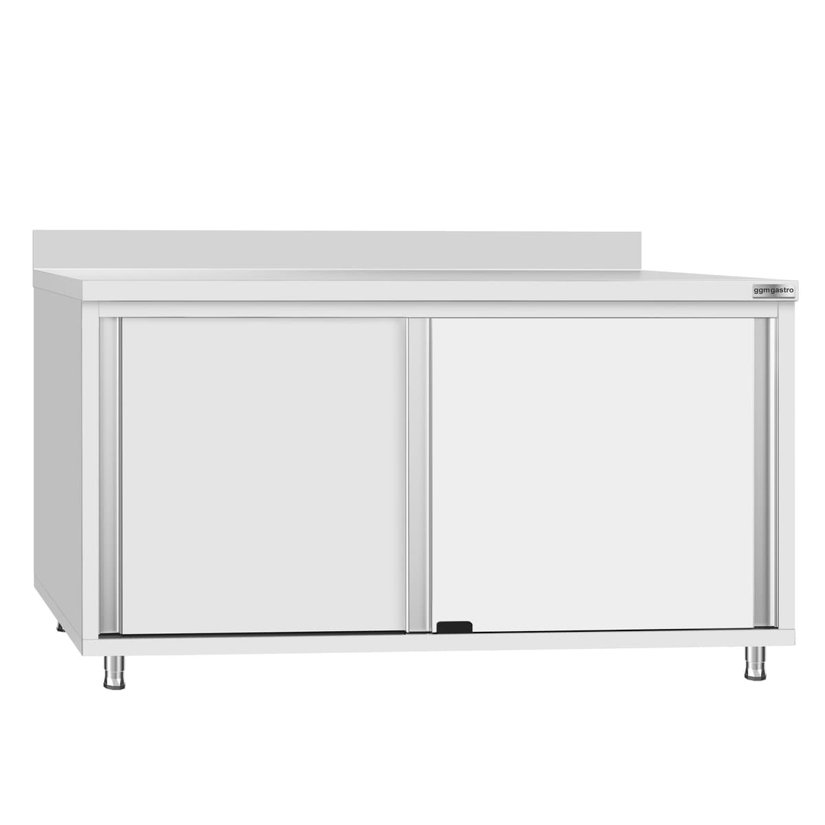 Stainless steel work cabinet ECO - 1600x700mm - with sliding door and backsplash