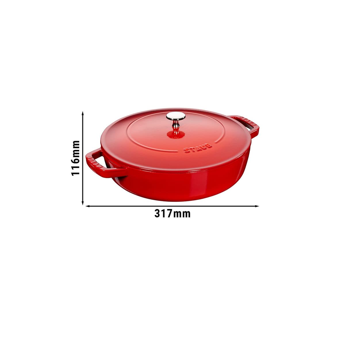 STAUB | BRAISERS - Pečicí hrnec s kapkovitou strukturou Chistera - 240 mm - litina - třešňově červený