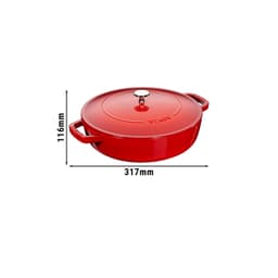 STAUB | BRAISERS - Pečicí hrnec s kapkovitou strukturou Chistera - 240 mm - litina - třešňově červený