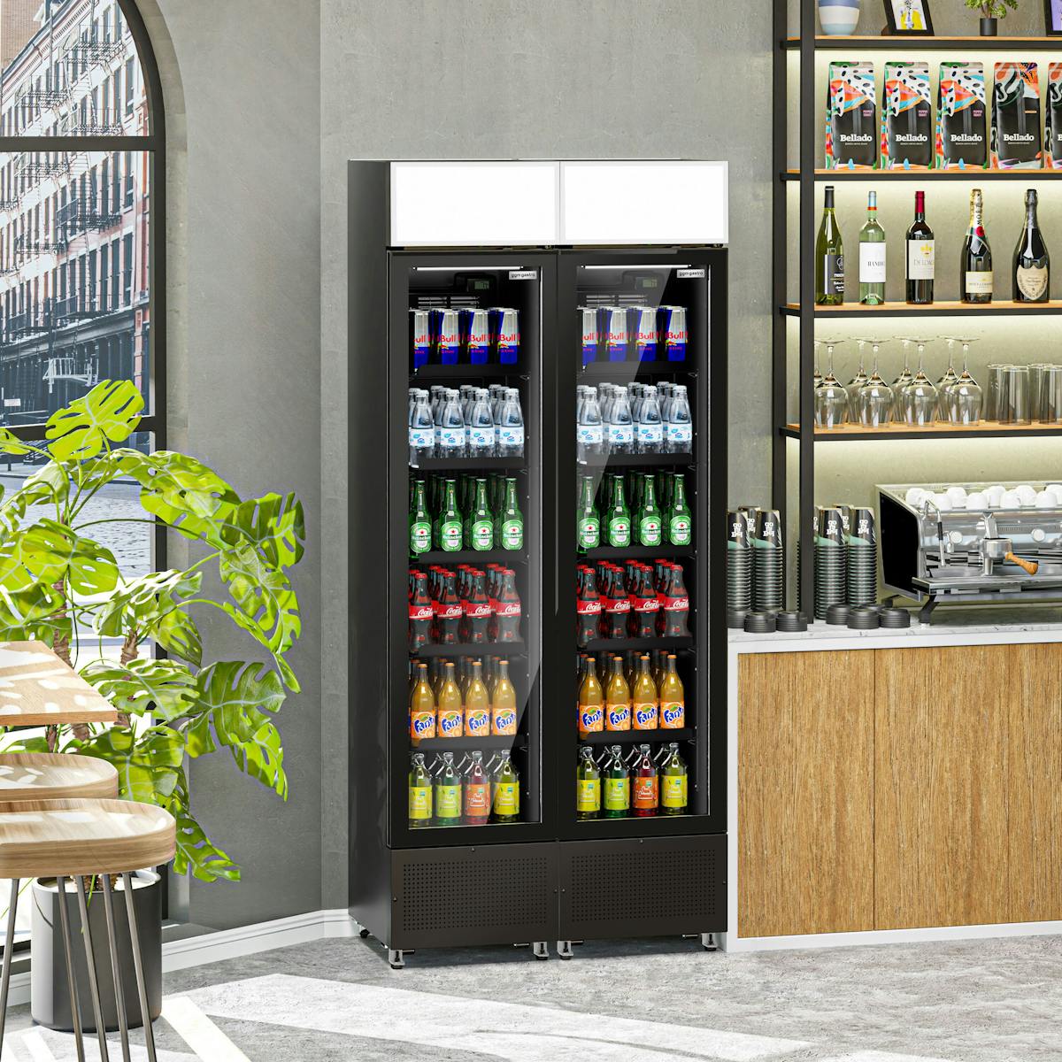 (2 units) Beverage refrigerator - 290 litres - frameless design - with advertising display