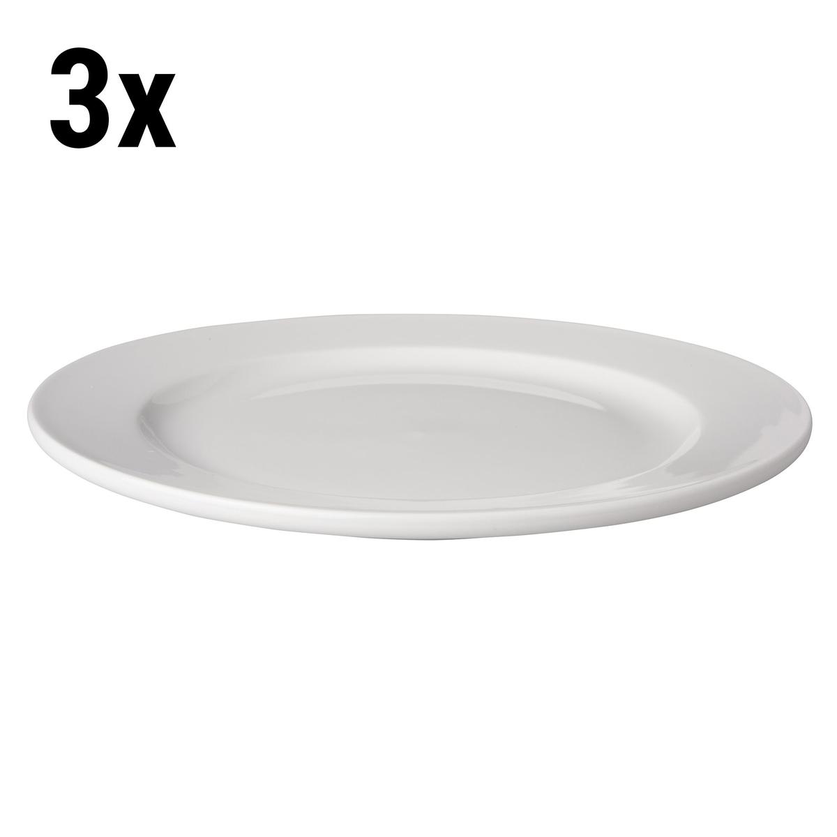 (3 pieces) BUDGETLINE  Plate flat Mammoet - Ø 24,5 cm - White