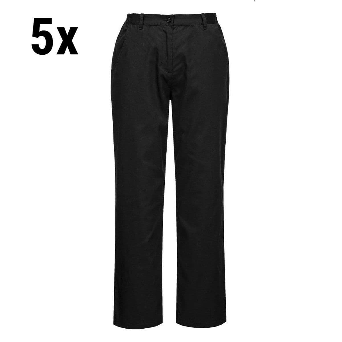 (5 pieces) Ladies Cooking Trousers Basic - Black - Size: XL	