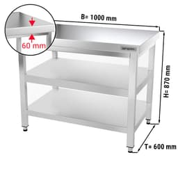 Edelstahl Arbeitstisch PREMIUM - 1000x600mm - mit Grundboden & Zwischenboden