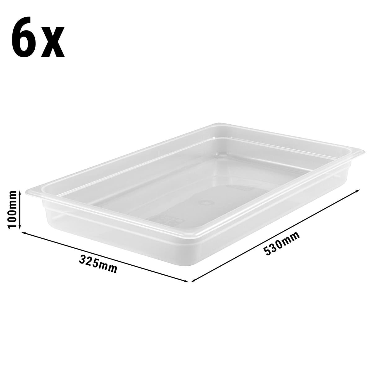 (6 kusů) CAMBRO | CAMWEAR® - polypropylenové GN nádoby 1/1 - mléčné - hloubka 100 mm