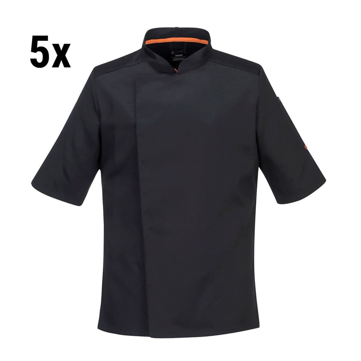 (5 pieces) Short Sleeve MeshAir Pro Chef Jacket - Black - Size: L	