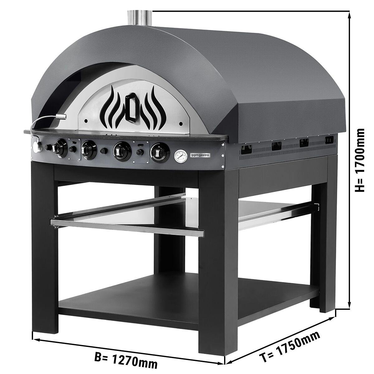 Gas pizza oven - anthracite - 11x 25cm - manual - incl. base frame