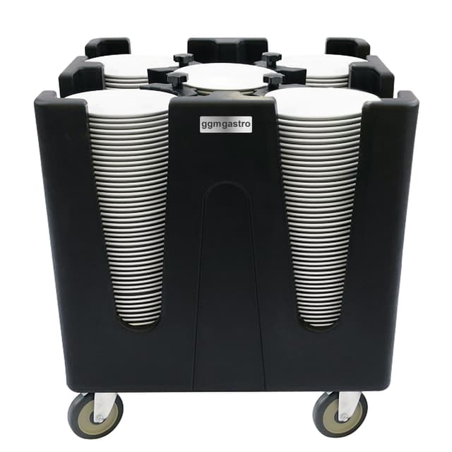 Plate dispenser on castors - with 4 adjustable dividers	