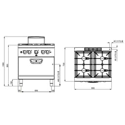 Plynový sporák - 31,8 kW - 4 hořáky- vč. plynové trouby - 7,8 kW