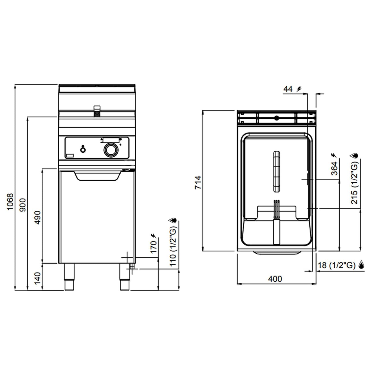 Plynová fritéza - 18L (14 kW) - elektronické ovládání