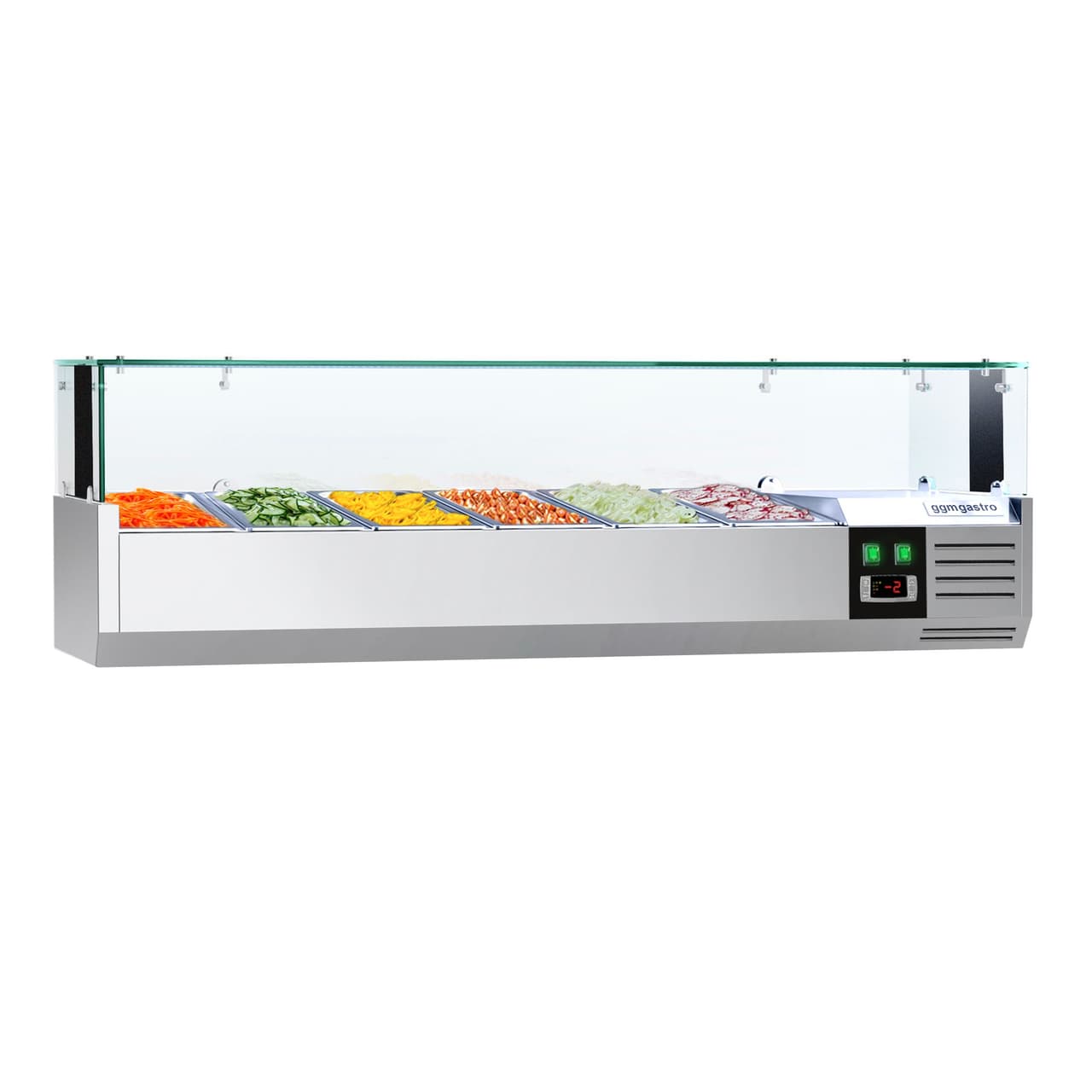 PREMIUM refrigerated display case with LED light - 1400x335mm - 6x GN 1/4