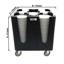 Plate dispenser on castors - with 4 adjustable dividers	