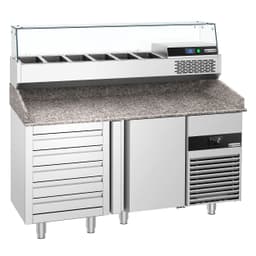 Chladicí stůl na pizzu PREMIUM - 1550x800mm - se 2 dveřmi - vč. chladicí vitríny