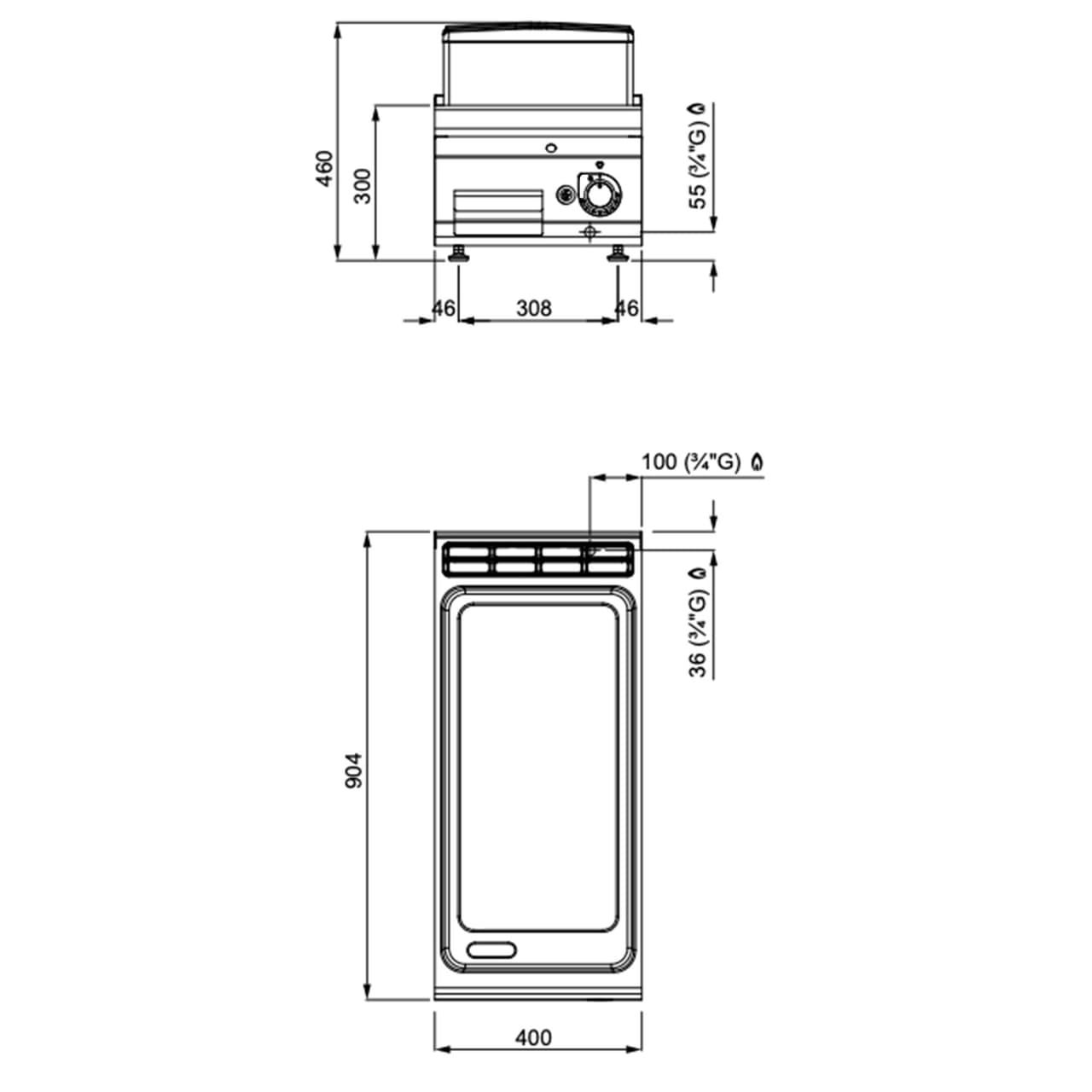 Plynová grilovací deska - 10 kW - hladká