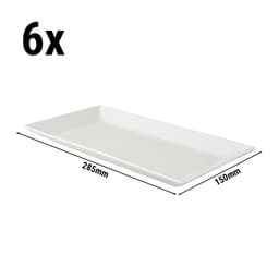 (6 Kusů) WHITE DELIGHT - Podnos - 285x150mm- bílý