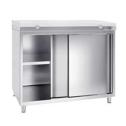 Stainless steel work cabinet PREMIUM - 1000x800mm - with sliding door without backsplash incl. cutting plate