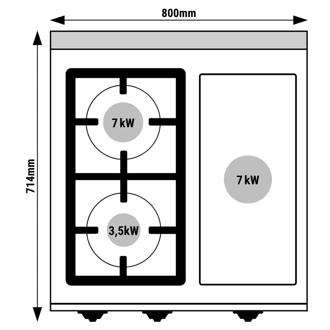 Varná deska + plynový sporák se 2 hořáky (17,5 kW)