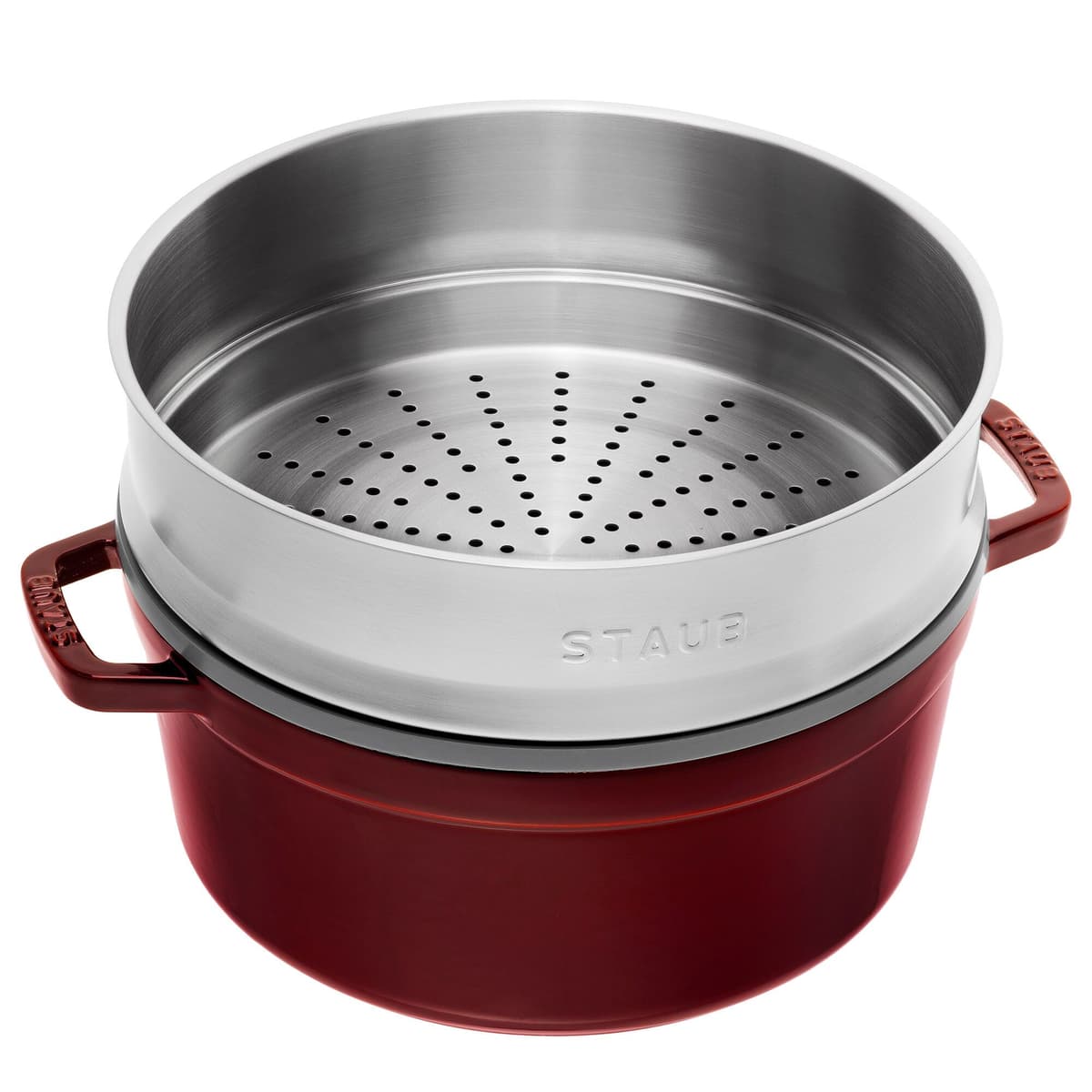 STAUB | LA COCOTTE - Kokotka s napařovací vložkou - Ø 260 mm - litina - grenadinově červená