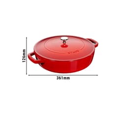 STAUB | BRAISERS - Pečicí hrnec s kapkovitou strukturou Chistera - 280 mm - litina - třešňově červený