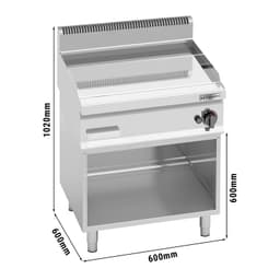 Gas Bratplatte - 8 kW - Glatt - Hardchrome - inkl. Untergestell