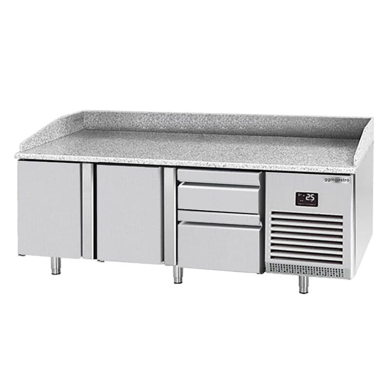 Pizza preparation table  Premium PLUS- 1980x700mm - with 2 doors & 2 drawers