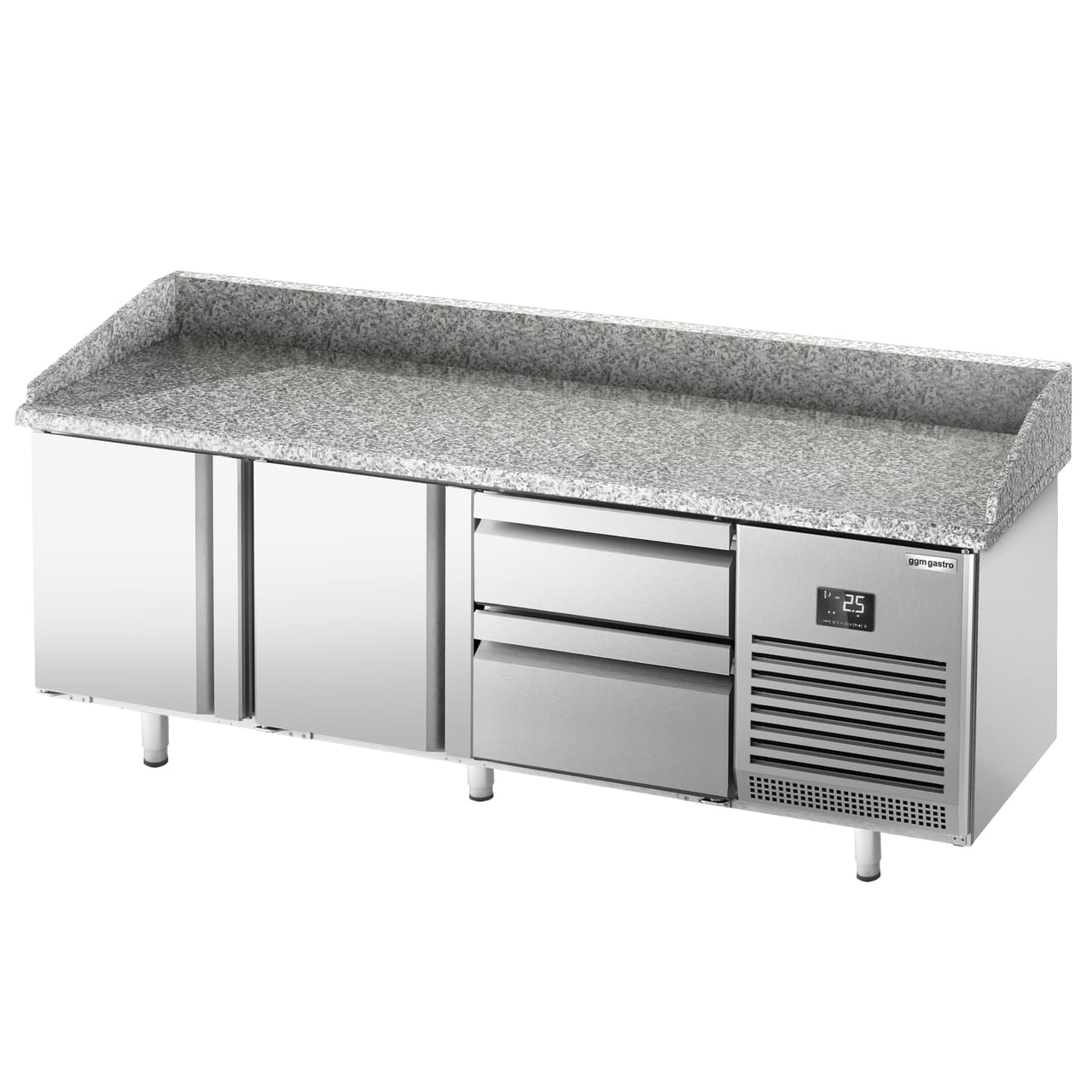 Pizza preparation table  Premium PLUS- 1980x700mm - with 2 doors & 2 drawers