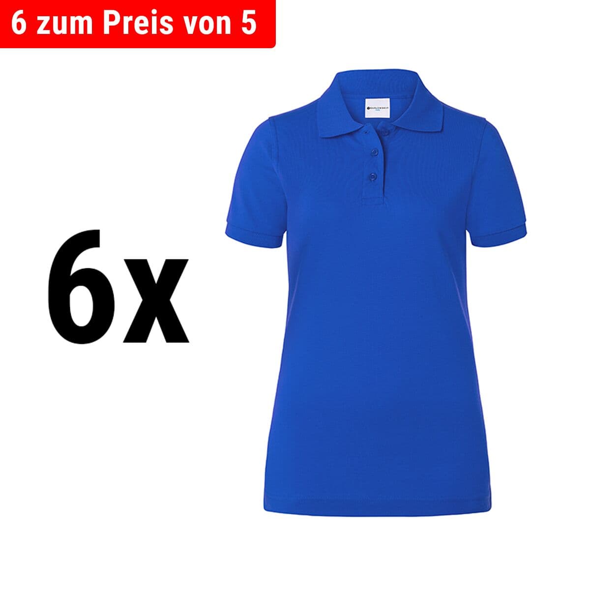 (6 pieces) Karlowsky - Ladies Workwear Poloshirt Basic - Blue - Size: L