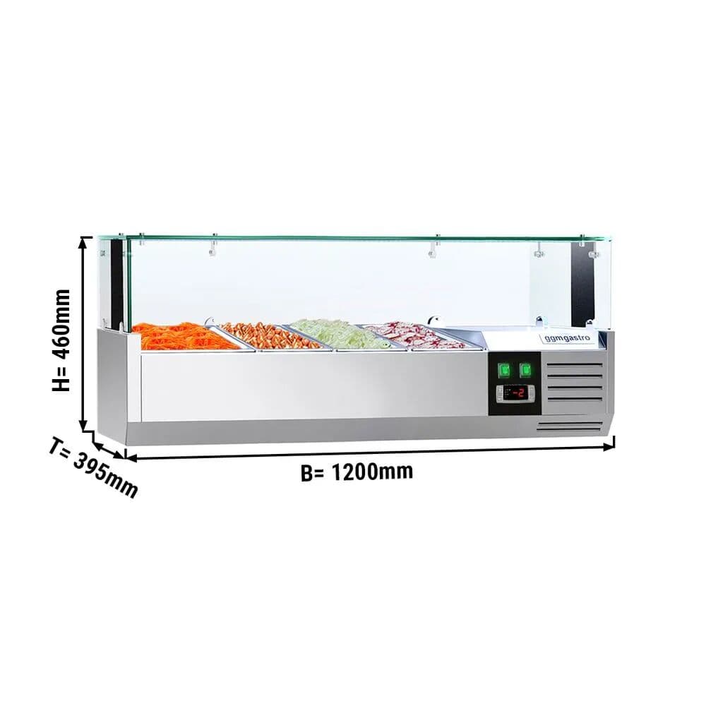 PREMIUM refrigerated display case with LED light - 1200x395mm - 3x GN 1/3 + 1x GN 1/2