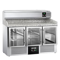 Chladicí stůl na pizzu ECO - 1400x700mm - 3 skleněné dveře - vč. chladicí vitríny